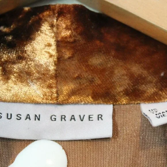 Susan Graver Printed Crushed Velvet Knit Open-Front Cardigan Plus Size 2X H12725 - Picture 3 of 8